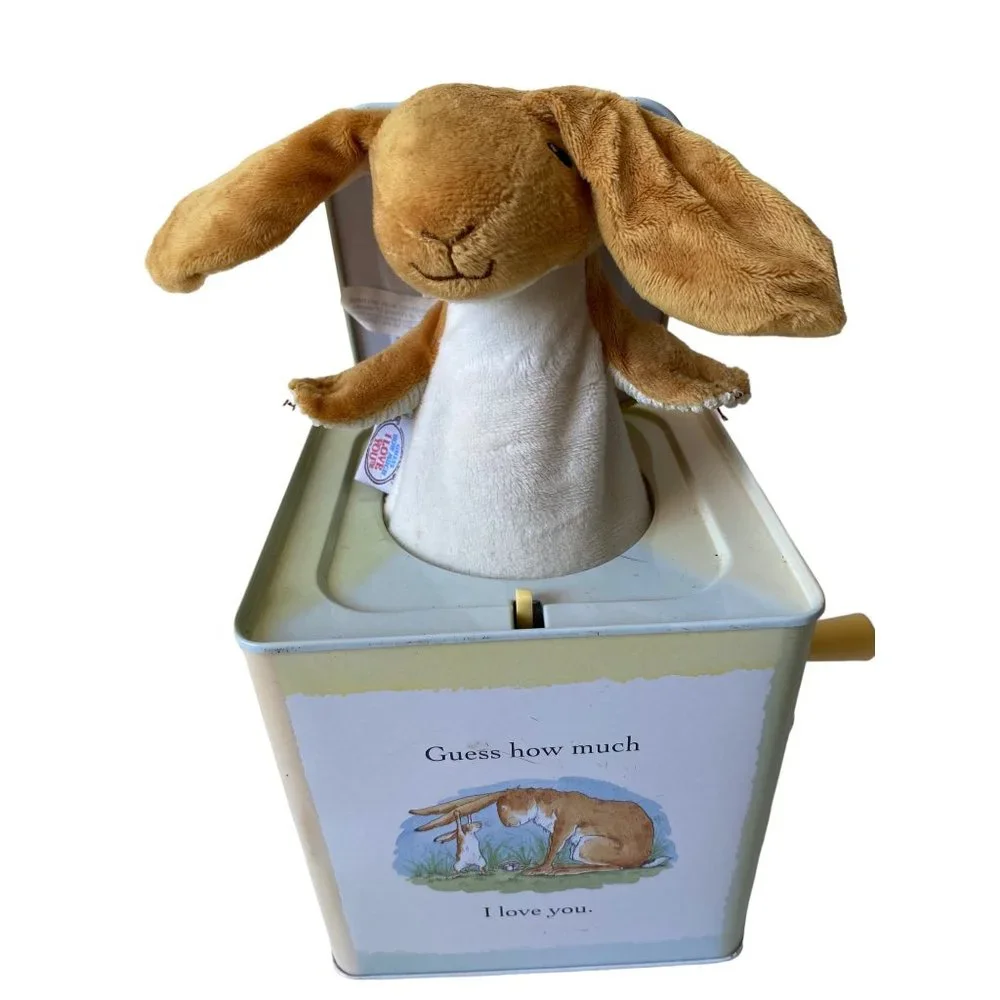 Bunny-in-the box Guess How Much I Love You toy vtg peek-a-boo‎ rabbit music